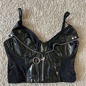 Frederick's of Hollywood Black Mesh Detail Top